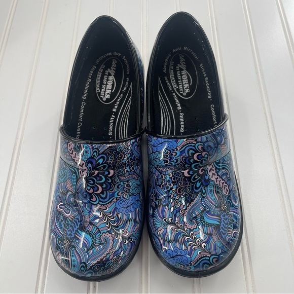 EASY WORKS LYNDEE BLUE PAISLEY WORK NURSING SHOE SIZE 8 - Picture 2 of 10